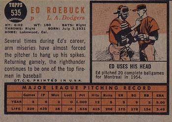 Ed Roebuck  baseball card collectible - Main Image 2