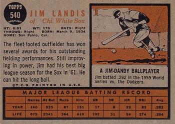 Jim Landis  baseball card collectible - Main Image 2