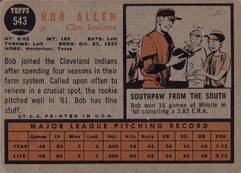 Bob Allen  baseball card collectible - Main Image 2