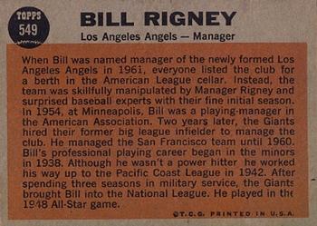 Bill Rigney  baseball card collectible - Main Image 2
