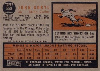 John Goryl  baseball card collectible - Main Image 2