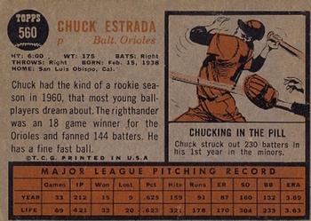 Chuck Estrada  baseball card collectible - Main Image 2