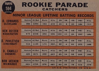 Rookie Parade Catchers (Doc Edwards / Ken Retzer / Don Pavletich / Doug Camilli / Bob Uecker)  baseball card collectible - Main Image 2