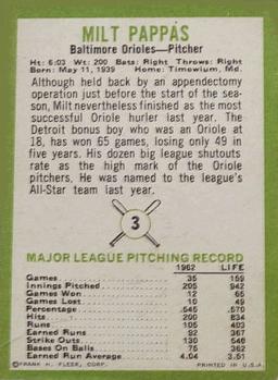 Milt Pappas  baseball card collectible - Main Image 2