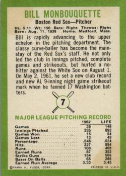 Bill Monbouquette  baseball card collectible - Main Image 2