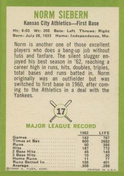 Norm Siebern  baseball card collectible - Main Image 2