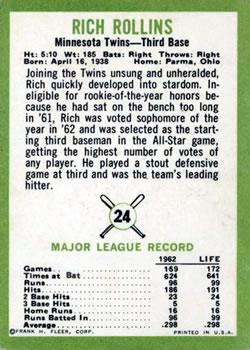 Rich Rollins  baseball card collectible - Main Image 2