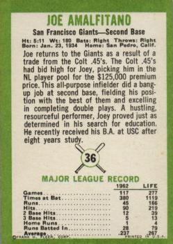 Joe Amalfitano  baseball card collectible - Main Image 2