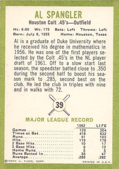 Al Spangler  baseball card collectible - Main Image 2