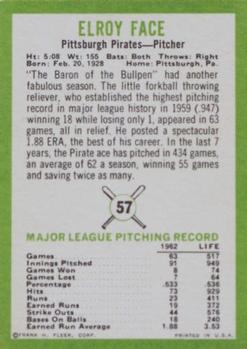 Roy Face  baseball card collectible - Main Image 2