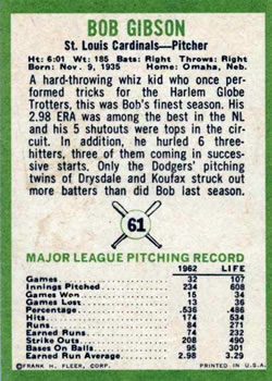 Bob Gibson  baseball card collectible - Main Image 2