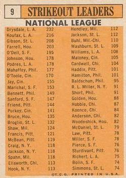 1962 National League Strikeout Leaders (Don Drysdale / Sandy Koufax / Bob Gibson / Dick Farrell / Billy O’Dell)  baseball card collectible - Main Image 2