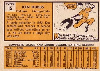 Ken Hubbs  baseball card collectible - Main Image 2