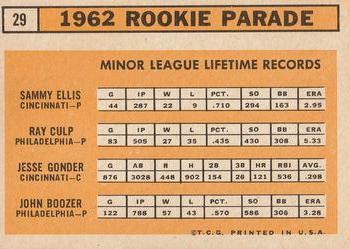 1963 Rookie Stars (Sammy Ellis / Ray Culp / Jesse Gonder / John Boozer)  baseball card collectible - Main Image 2