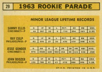 1963 Rookie Stars (Sammy Ellis / Ray Culp / Jesse Gonder / John Boozer)  baseball card collectible - Main Image 2