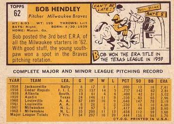Bob Hendley  baseball card collectible - Main Image 2