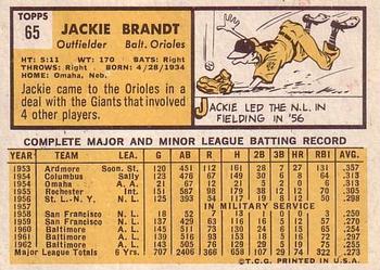 Jackie Brandt  baseball card collectible - Main Image 2