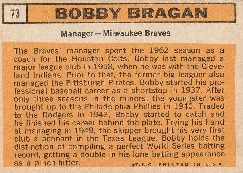 Bobby Bragan  baseball card collectible - Main Image 2