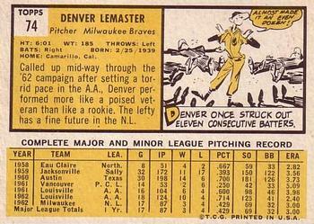 Denver Lemaster  baseball card collectible - Main Image 2