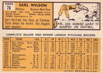 Earl Wilson  baseball card collectible - Main Image 2