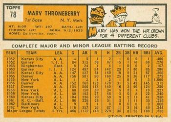 Marv Throneberry  baseball card collectible - Main Image 2