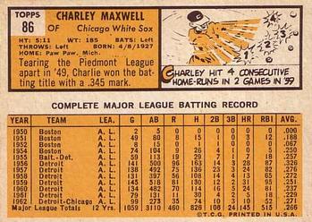 Charley Maxwell  baseball card collectible - Main Image 2