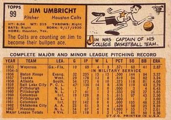 Jim Umbricht  baseball card collectible - Main Image 2