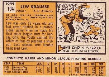 Lew Krausse  baseball card collectible - Main Image 2