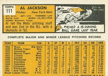 Al Jackson  baseball card collectible - Main Image 2