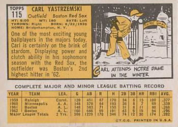 Carl Yastrzemski  baseball card collectible - Main Image 2