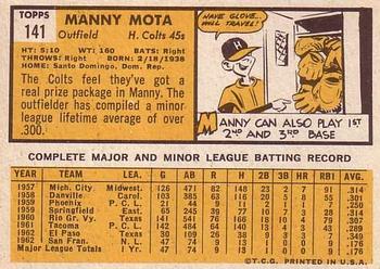 Manny Mota  baseball card collectible - Main Image 2