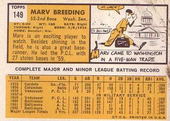 Marv Breeding  baseball card collectible - Main Image 2
