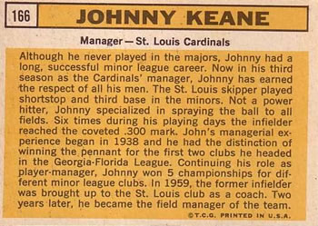Johnny Keane  baseball card collectible - Main Image 2