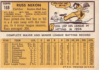 Russ Nixon  baseball card collectible - Main Image 2