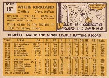 Willie Kirkland  baseball card collectible - Main Image 2