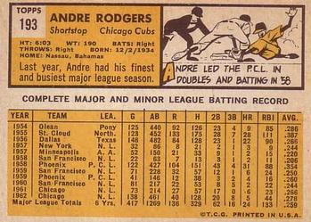 Andre Rodgers  baseball card collectible - Main Image 2