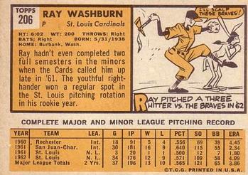 Ray Washburn  baseball card collectible - Main Image 2
