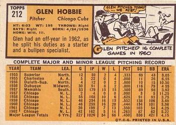 Glen Hobbie  baseball card collectible - Main Image 2