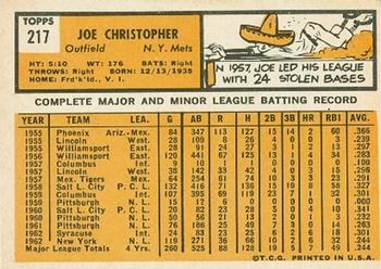 Joe Christopher  baseball card collectible - Main Image 2
