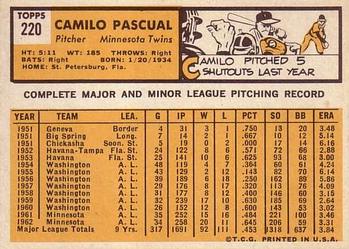 Camilo Pascual  baseball card collectible - Main Image 2