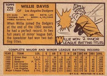 Willie Davis  baseball card collectible - Main Image 2