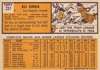Eli Grba  baseball card collectible - Main Image 2