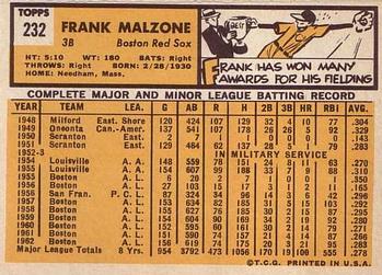 Frank Malzone  baseball card collectible - Main Image 2