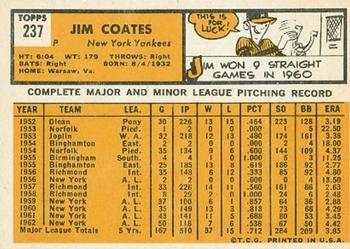 Jim Coates  baseball card collectible - Main Image 2