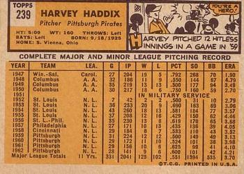 Harvey Haddix  baseball card collectible - Main Image 2