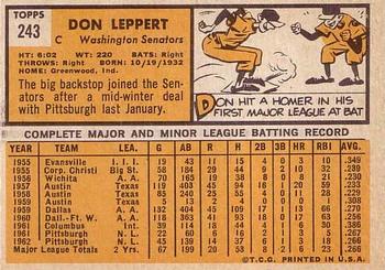 Don Leppert  baseball card collectible - Main Image 2