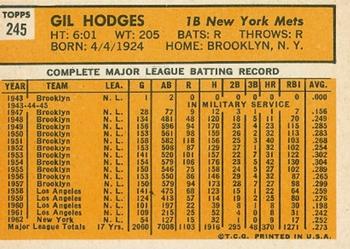 Gil Hodges  baseball card collectible - Main Image 2
