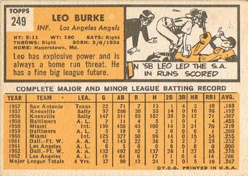 Leo Burke  baseball card collectible - Main Image 2