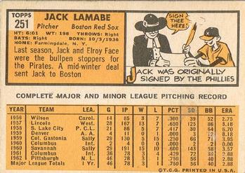 Jack Lamabe  baseball card collectible - Main Image 2