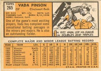 Vada Pinson  baseball card collectible - Main Image 2